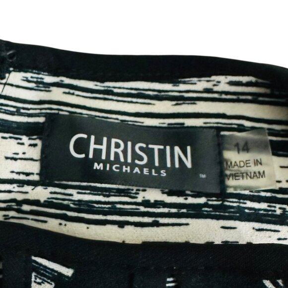 Christin Michaels Women's Size 14 Cut Out Neckline Black White Sheath Dr… - Picture 5 of 7